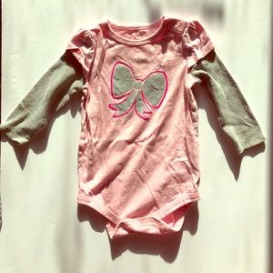 Pink Bow with Glitter Onesie
