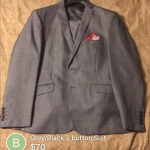 Grey and Black button suit.