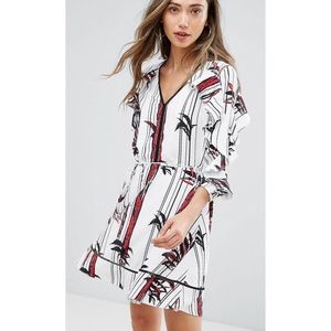 Pearl Printed Ruffle Sleeve Dress