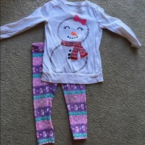 Girls Snowman 2 pc Outfit - Sz 2T