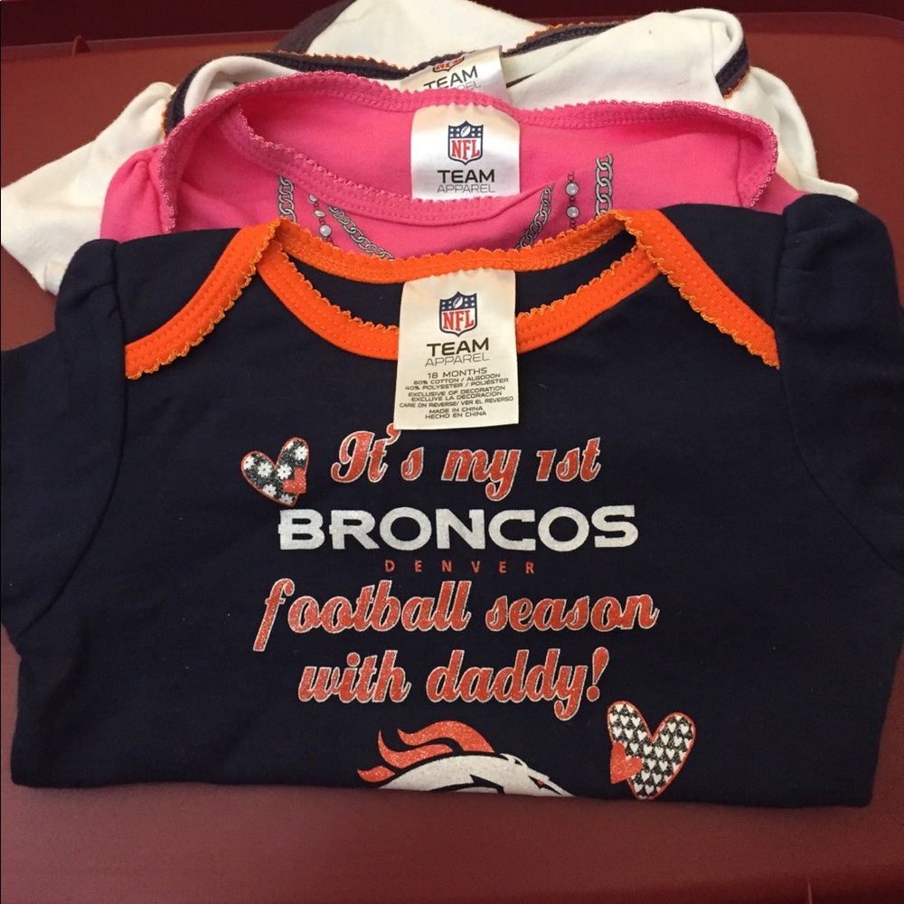 Three 18 month Girl Bronco Onesies