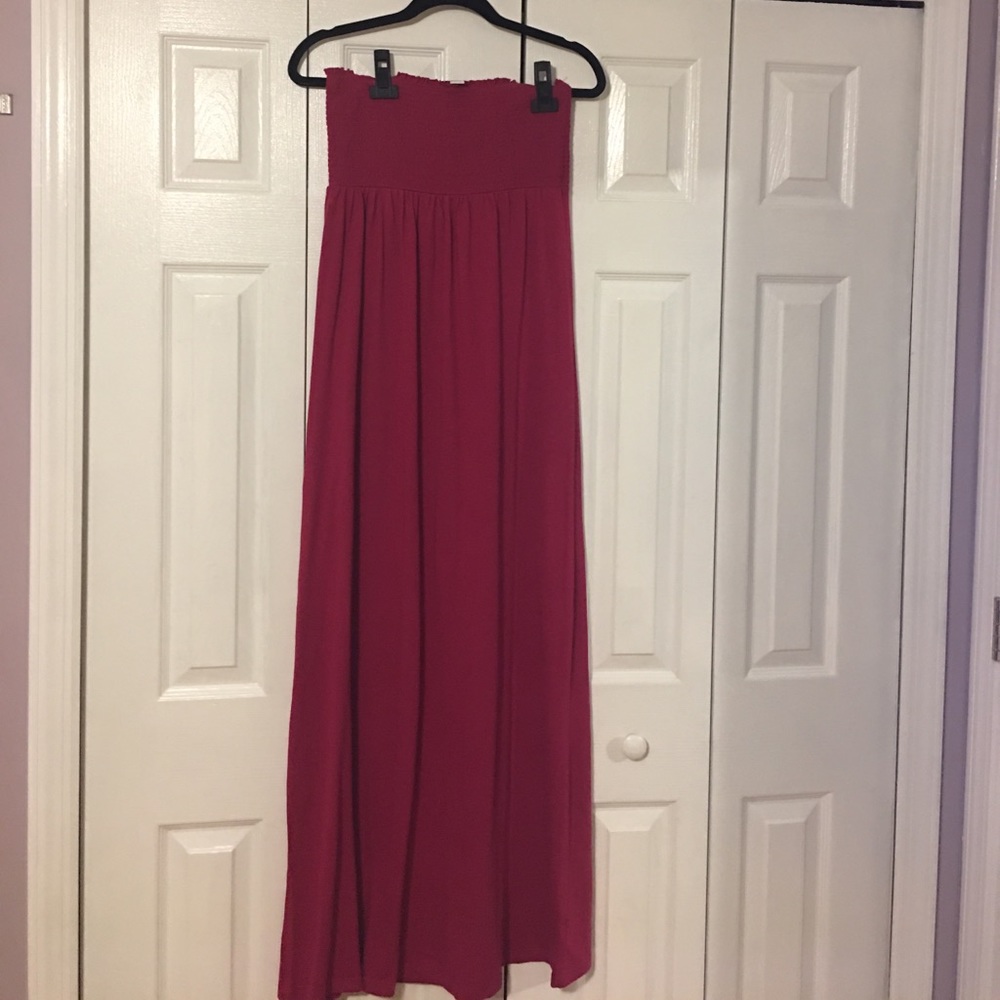 Dark Pink Smocked Top Maxi Dress