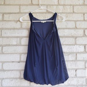 Silence + Noise Billowy Navy Mesh Top