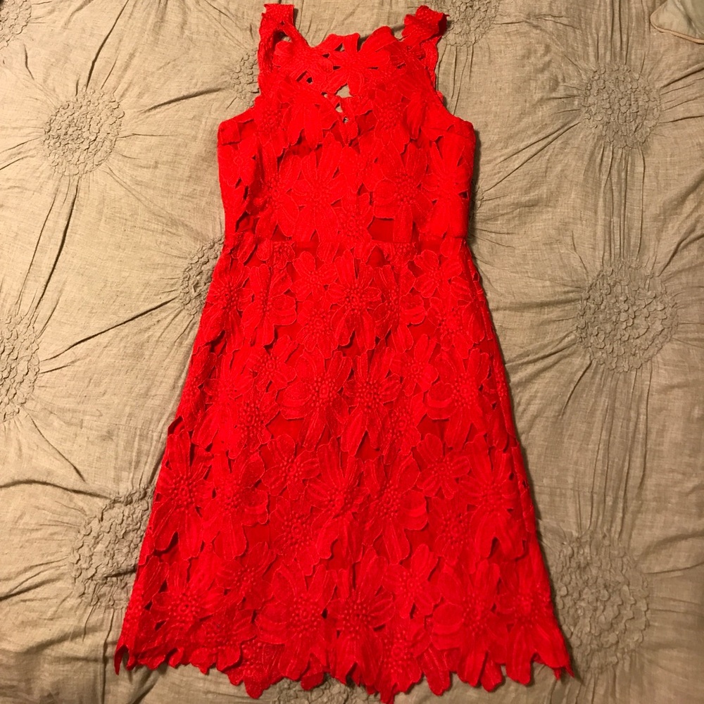Red dress with keyhole back
