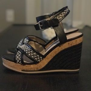 black & white wedges sandal raffia & cork FCUK
