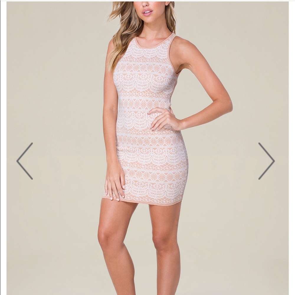 Ali &Jay Nude and Cream knit mini dress