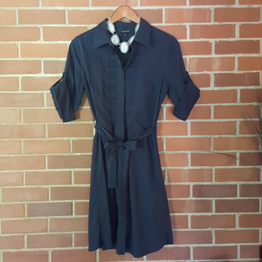 Banana Republic navy button up dress