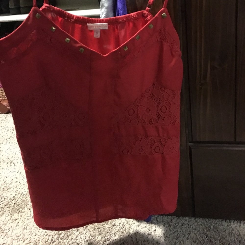 Red top with gold studs