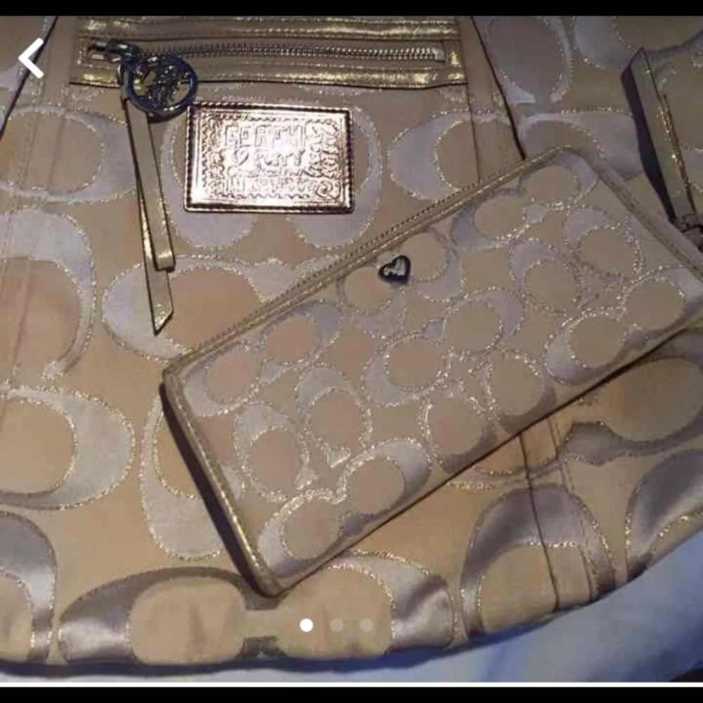 Authentic Coach Poppy Glam Tote and Wallet