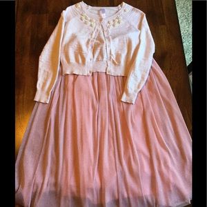 Girls size 7-8 pink skirt & cardigan