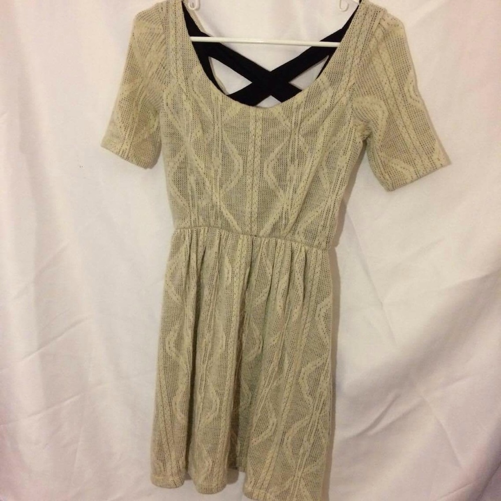 Sweater dress mid sleeve shirt cross back dress