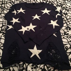 Forever 21 Oversized Distressed Star Sweater