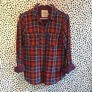 Red/Blue Fall Plaid Long Sleeve Top