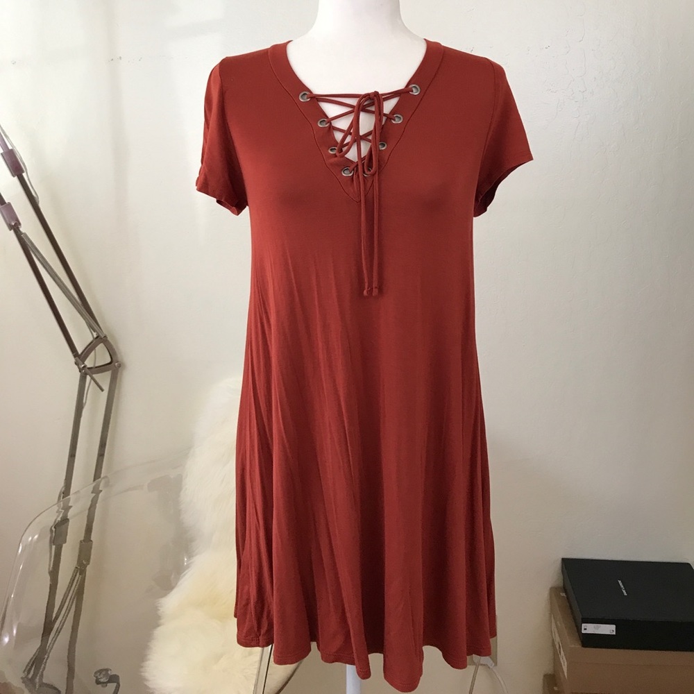 Lulu's lace up mini dress