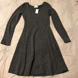 Gray knit fit and flare dress