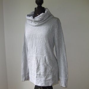 Gap Body Long Sweat Shirt Cowl Neck Silver Large