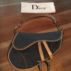 Authentic Christian Dior Denim Saddle Bag