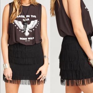 Cha Cha Black Fringe Skirt