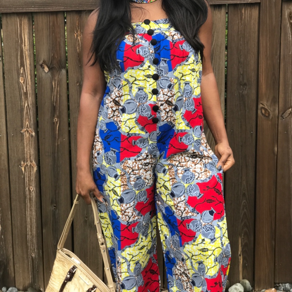 African Print 3/4 Jumpsuit For Women Size 12