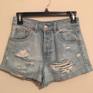 Denim distressed shorts