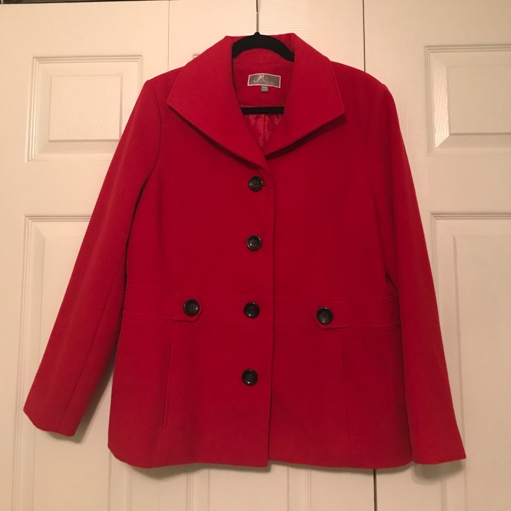 Red pea coat