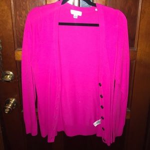Forever 21 neon pink v neck cardigan