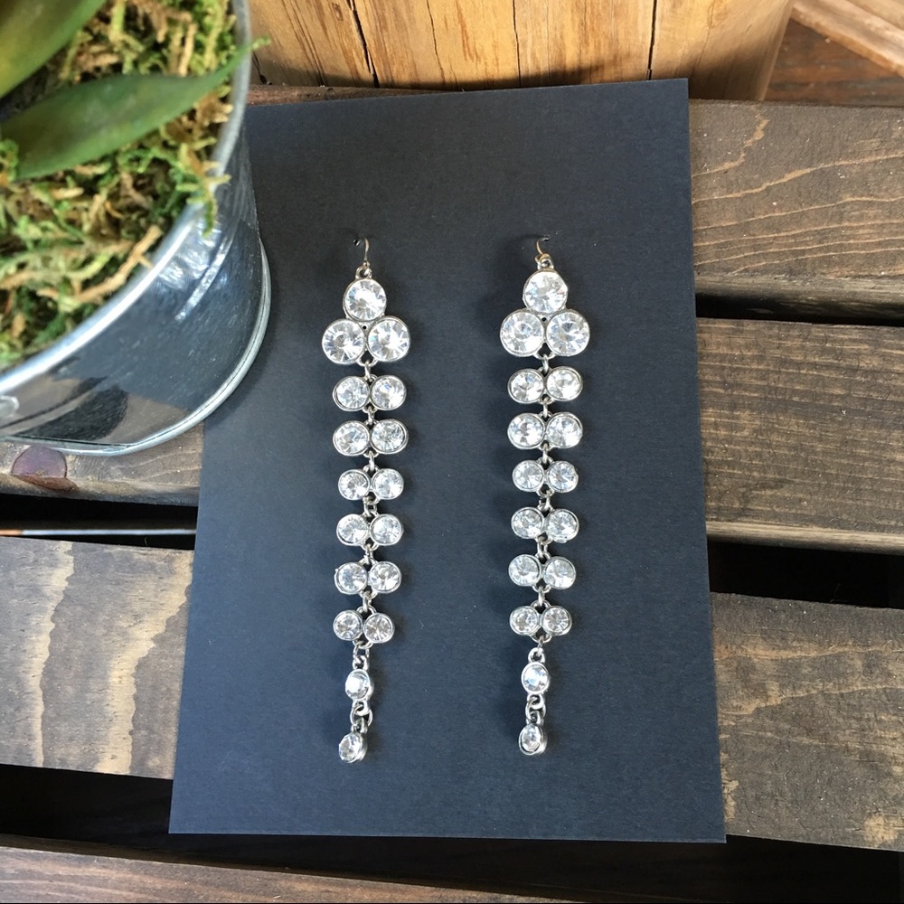 Clear rhinestone long dangle earrings