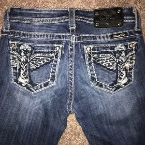 Girls Angel Wing Cross Miss Me Jeans