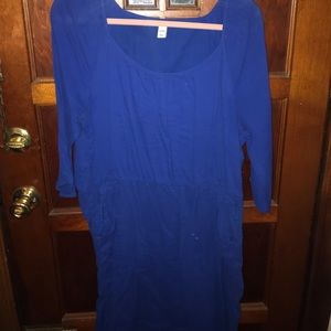 Old navy royal blue elastic waist pocket dress