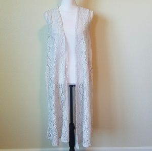 LuLaRoe White Lace Joy Duster Vest