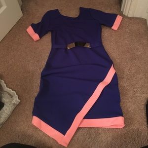 Navy blue/ salmon trim dress