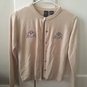 E.C Star Pink Sweater With Purple Roses