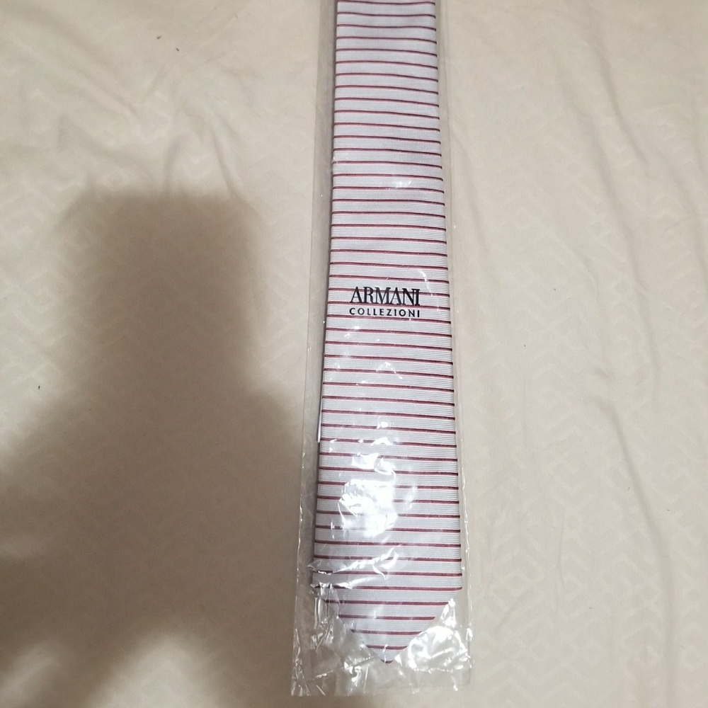 NWT Armani Collezioni red striped tie