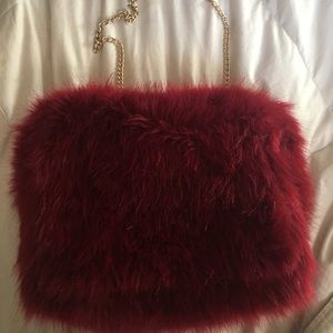 Burgundy Fur Bag/Purse