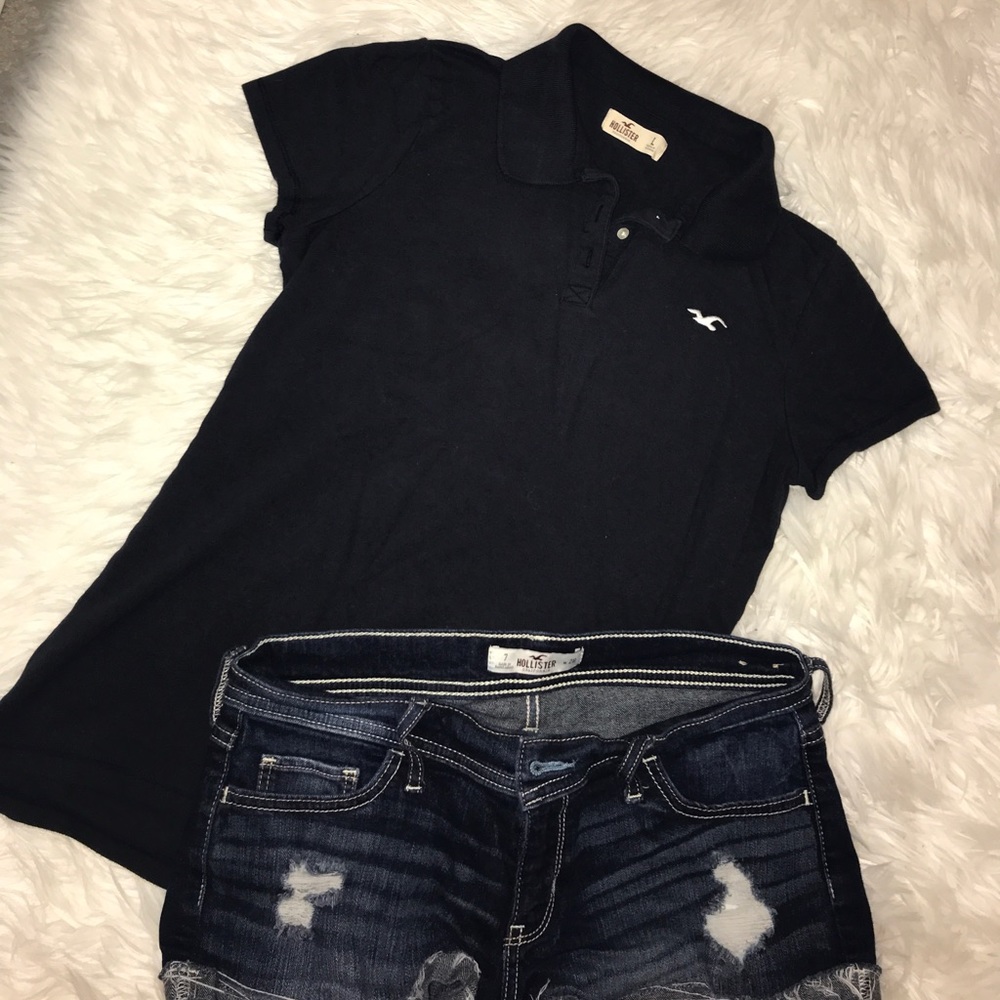 Hollister T-shirt polo navy blue