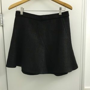 Zara black tweed fit & flare skirt