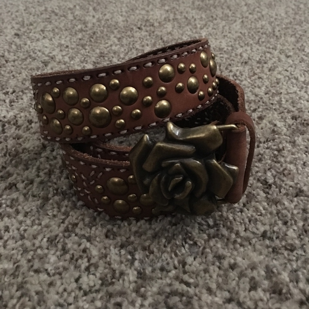Rose buckle brown belt