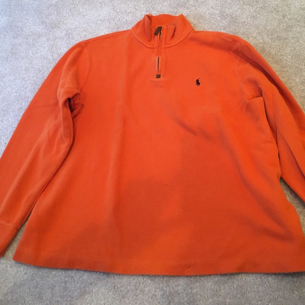 Orange polo quarter zip