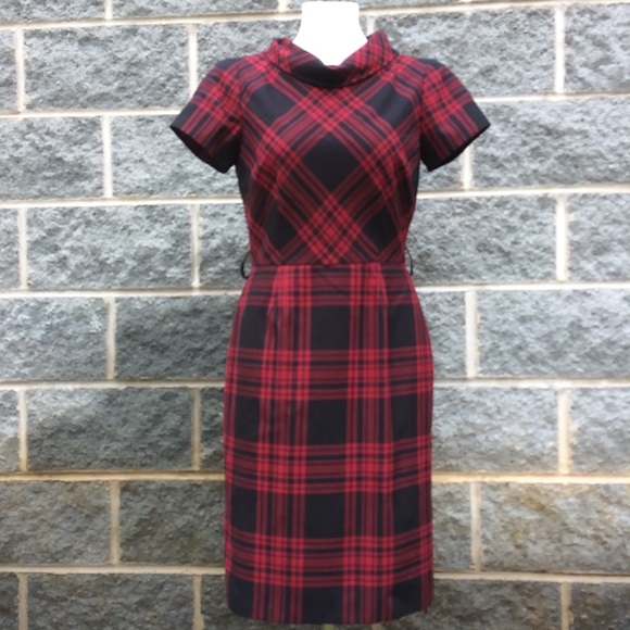 Tahari Dresses & Skirts - Tahari Red and Black Plaid Retro Dress 4