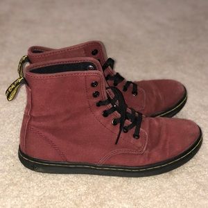Dr Martens Cherry Red Canvas Shoes