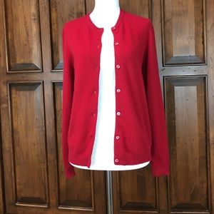 Neiman Marcus red cashmere cardigan
