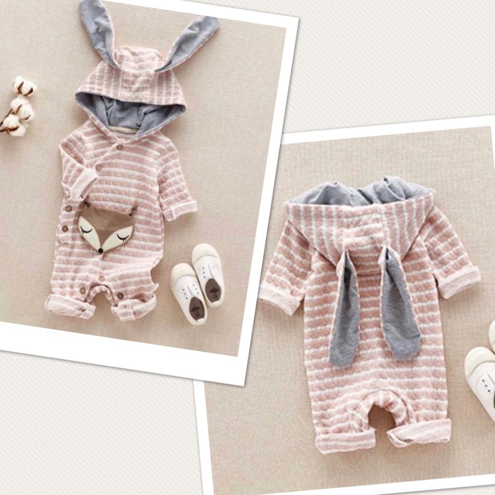 Cute fox hooded jumpsuit for babies