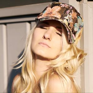 Gold Sparkle Floral Baseball Cap