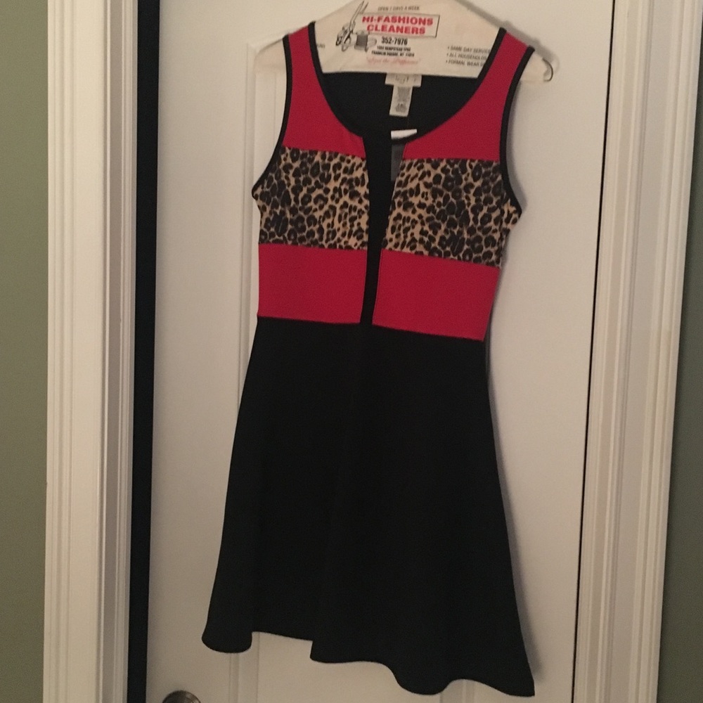 Red and black cheetah print dress