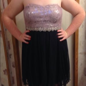 Purple and navy blue formal dress