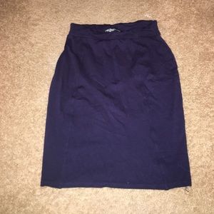 Plain navy blue pencil skirt