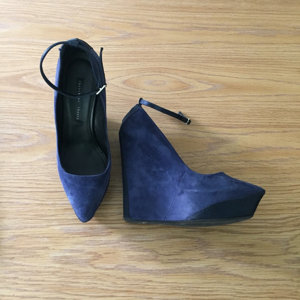Theyskens' Theory Blue Suede platform Wedges Size 40