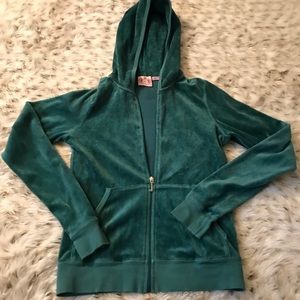 Juicy Couture Green Velour Full Zip Jacket hooded