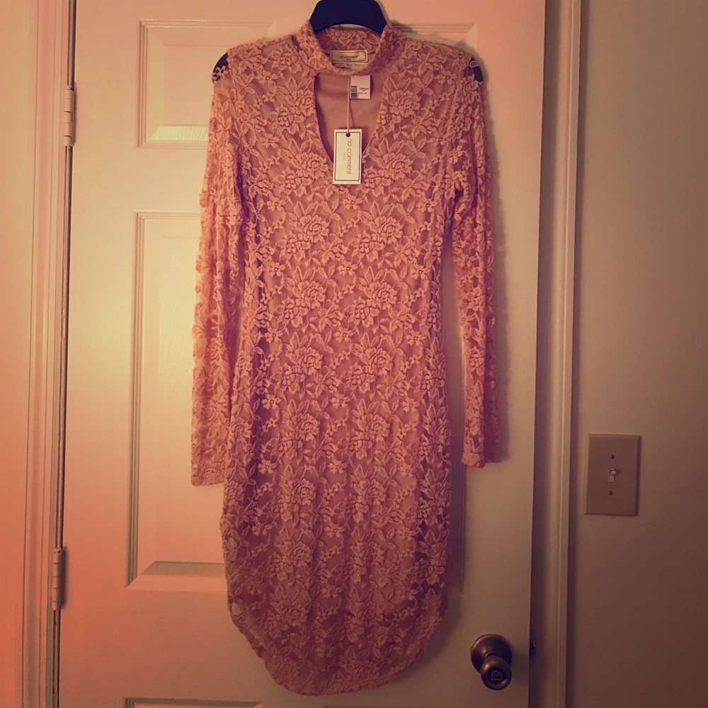 No comment pink lace dress