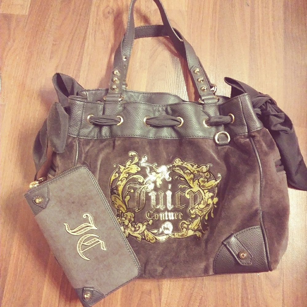Gray juicy velour bag and wallet